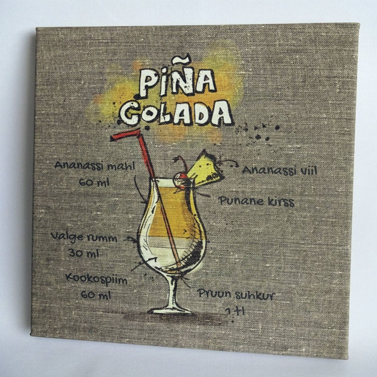 Recipe of your favourite coctail on a canvas - perfect in the kitchen!